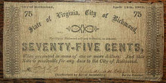 City Of Richmond 75 Cent Fractional Note