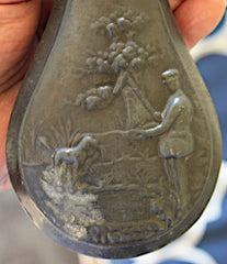 Pewter Powder Flask - Detailed Excellent Condition  ~  TL8384  $65