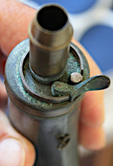 Pewter Powder Flask - Detailed Excellent Condition  ~  TL8384  $65