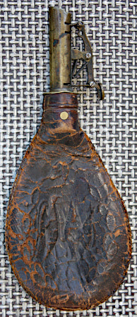 Civil War Era Leather Shot Bag/Flask & Patch Cutter  ~  TL8389  $65