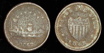 The Monitor Gunship 1863 Civil War Token-Brass  TL8015  $20