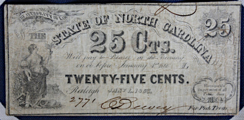 Civil War Fractional Note - NC 25 Cts Recycled-Nice  TL8315  $45