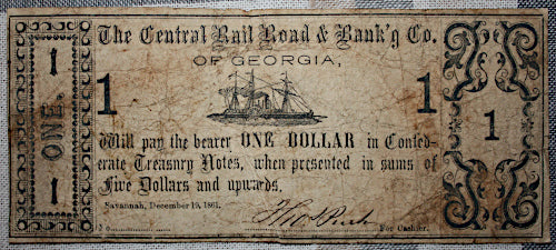 Central RR & Bank'g One Dollar Note-Nice  ~  TL8311  $45