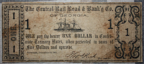 Central RR & Bank'g One Dollar Note-Nice  ~  TL8311  $45