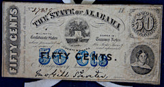 Civil War 50 Cts Alabama Note-Nice  ~  TL8279  $30