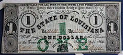 Civil War Louisiana Recycled $1 Note-Great Color ~  TL8313  $75