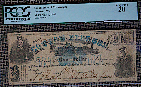 Mississippi Cotton Pledge $1 Note-Light Blue Protector  ~  TL8263  $75
