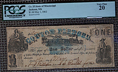 Mississippi Cotton Pledge $1 Note-Light Blue Protector  ~  TL8263  $75