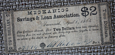 Civil War $2 Mechanics S & L Note - 1864-very nice  ~  TL8328  $35