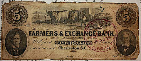 Civil War Paper Money - $5 Charleston, SC  ~  TL8405  $40