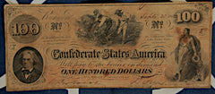 Confederate $100 Note - Nice with Script CSA Water Mark  ~  TL8300  $165
