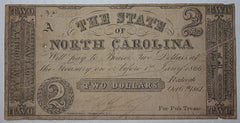 Civil War Dated North Carolina $2 Bill  ~  TL7991  $40