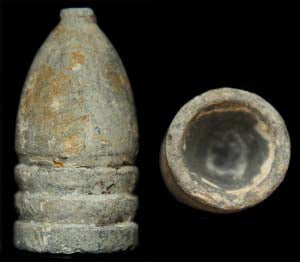Confederate 3 Ring Bullet With A Large Nose Cast Mark