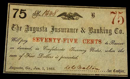 75 Cent Augusta Insurance & Banking Fractional Note   TL5342