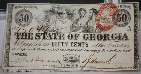 Georgia 50 Cent Fractional Note Wartime Dated January 1St, 1863