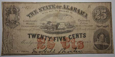 Alabama 25 Cent Fractional Note   TL6080