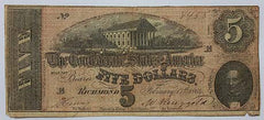 Confederate Government $5 Bill War Time Dated   TL5849