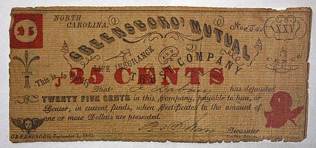 Greensboro Mutual 25 Cent Fractional Note   TL5010