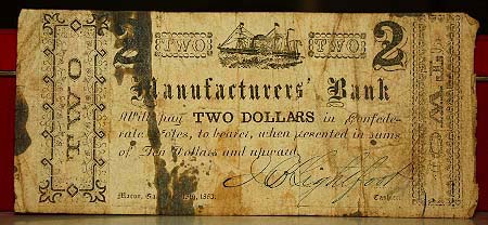 Manufactures’ Bank Two Dollar Note War Time Dated  TL4631