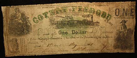 One Dollar Mississippi Note Dated May 1 1862
