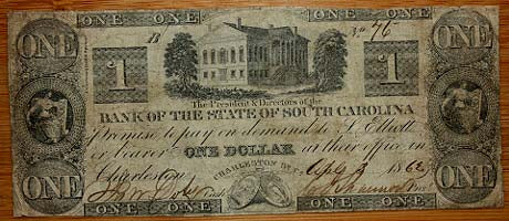 Bank Of The State Of South Carolina $1 Note
